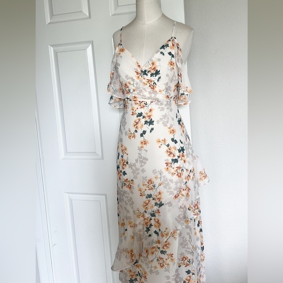 NWT Lulus Shadow Blossom Cream Floral Maxi Dress - Picture 6 of 12